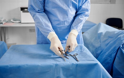 Close up of surgical dissector instruments being prepared