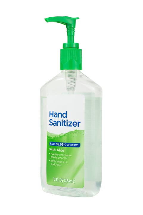A bottle of hand sanitizer isolated on white