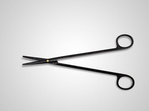 Medical Surgical Scissor With Black Ceramic Coating In White Background
