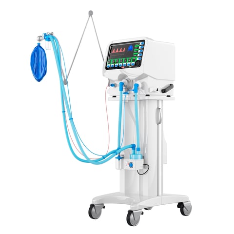 Medical Mechanical Ventilator, white color. 3D rendering