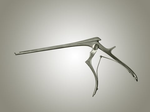 Thin footplate cervical rongeur. Surgical tools operative techniques in orthopedic surgery.