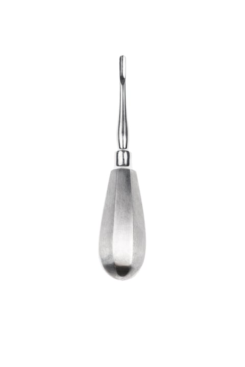 close-up view of professional dental chisels instrument isolated on white