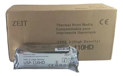 ZEIT thermal print media box USP-110HD Type II high density with roll of thermal paper displayed in front