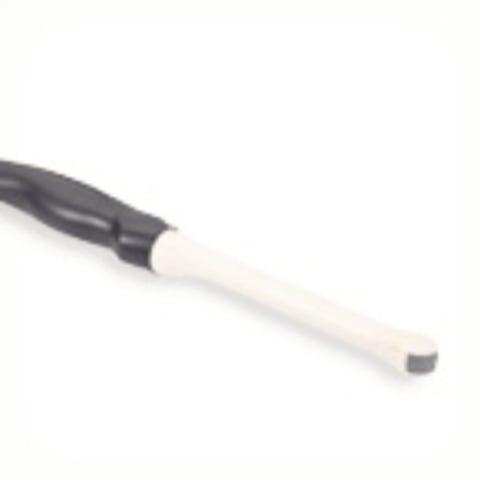 Black paintbrush with white handle on white background