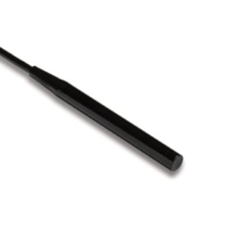 Black cylindrical rod or tube displayed diagonally against a white background
