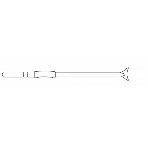 Line drawing of a medical IV catheter or intravenous needle with tubing connected to a port connector