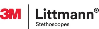 3M Littmann Stethoscopes logo featuring red 3M branding and black Littmann registered trademark text