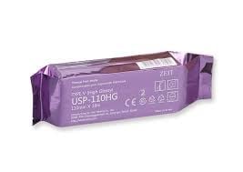 Purple LED driver module with visible labeling and white specifications sticker mounted on rectangular housing