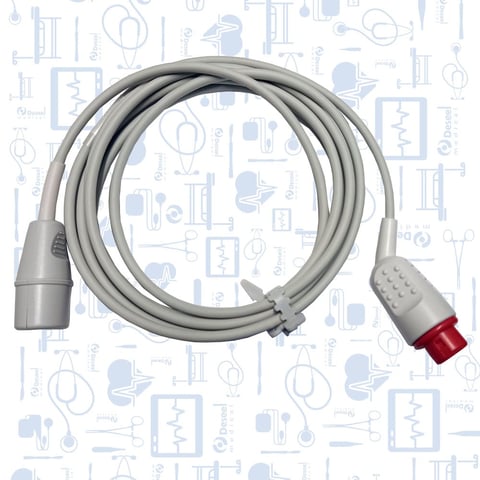 Gray medical extension cable with red connector