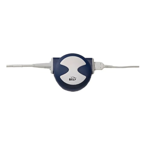 Dark blue and gray retractable cable reel with coiled cords on both sides