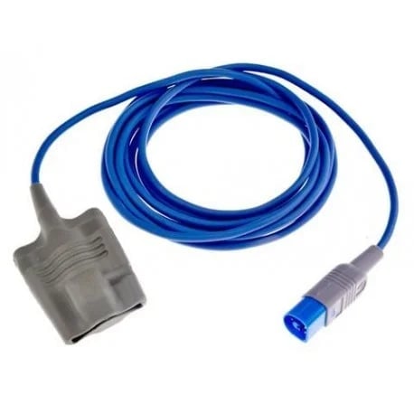 Blue medical cable with gray connector