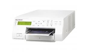 Sony medical printer with white exterior, control panel, and open paper tray drawer