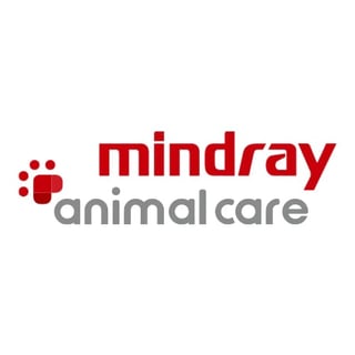 Mindray Animal Care logo featuring a red paw print icon and company name in red and gray text
