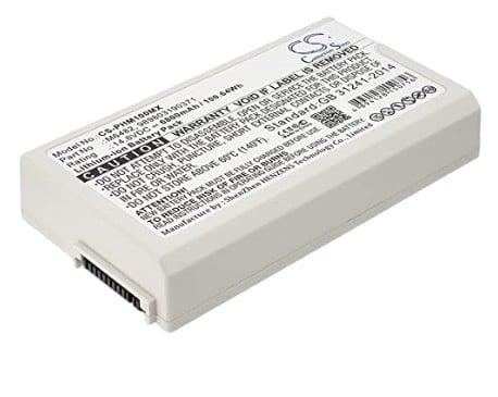 White rechargeable lithium-ion battery with specification label for medical device
