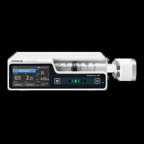 Smart insulin infusion pump displaying digital metrics on screen with attached white reservoir cartridge