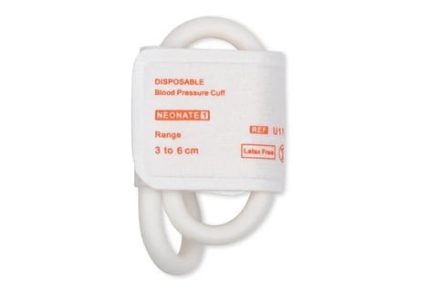 White disposable blood pressure cuff