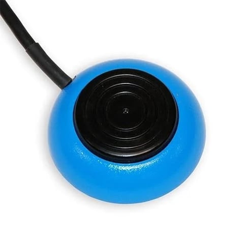 Lámpara colgante azul y negra con cable adjunto