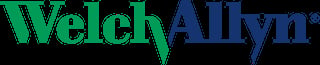 Welch Allyn logo featuring green and dark blue text with a registered trademark symbol
