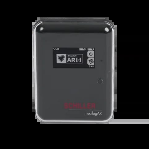 Medlog AR portable medical device with black display screen and AR technology indicator on front panel