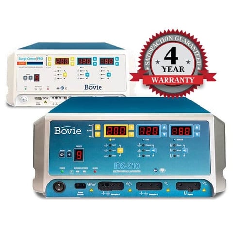 Bovie electrosurgical unit with digital display and 4-year warranty badge, medical device equipment