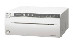 Sony thermal printer with control panel and paper slot on white background
