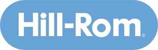 Hill-Rom company logo in white text on blue rounded background