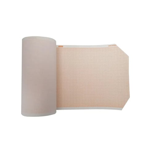 Roll of beige elastic medical bandage with packaging showing mesh texture